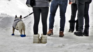 a man and a woman standing in the snow